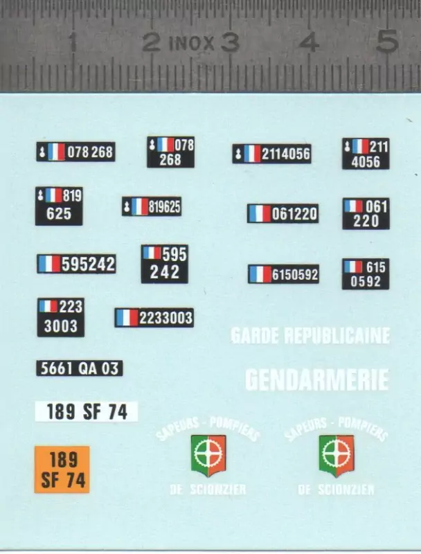 Décalcomanie - Gendarmerie Plaques - Ech 1:43 |Pièces et kits pour ...
