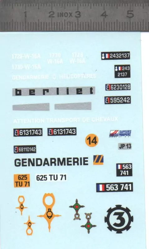 Décalcomanie - Gendarmerie et Beliet - Ech. 1:43 |Pièces et kits po...
