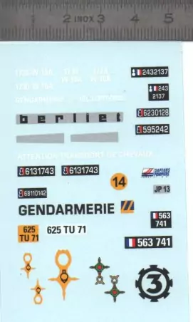 Décalcomanie - Gendarmerie et Beliet - Ech. 1:43 |Pièces et kits po...