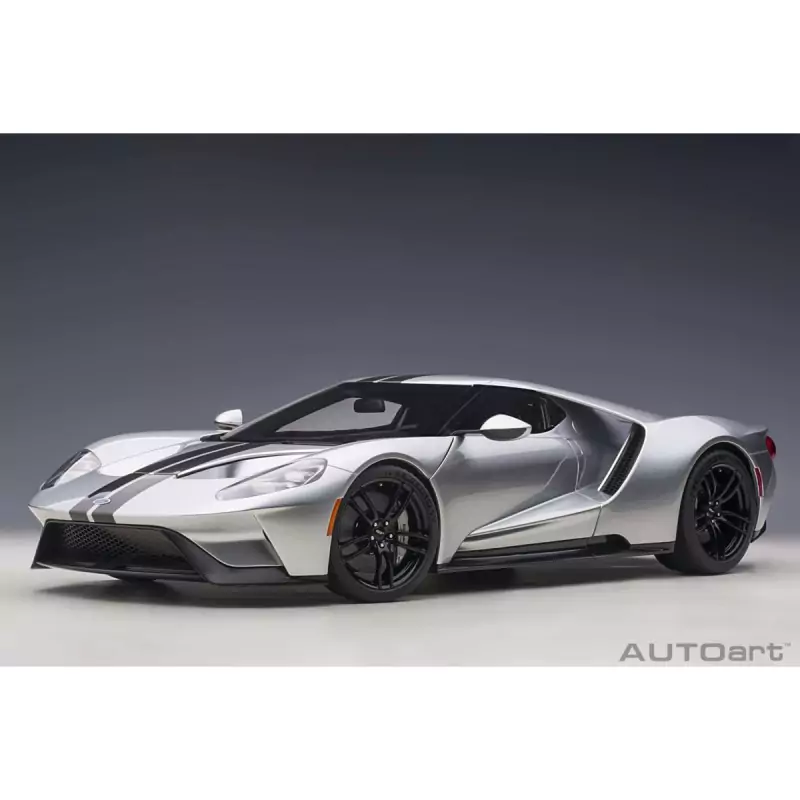 Marketplace - Ford GT 2017 Argent/Rayures Noires - Autoart - 1:12