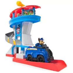VM Kids : Paw Patrol - Pat Patrouille - Tour de Contrôle 50 cm avec Toboggan et 2 Figurines Chase