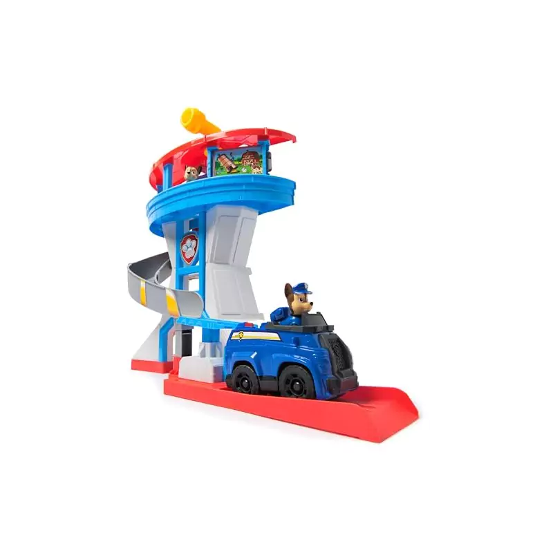 VM Kids : Paw Patrol - Pat Patrouille - Tour de Contrôle 50 cm avec Toboggan et 2 Figurines Chase