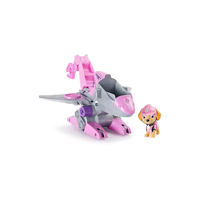 VM Kids : Paw Patrol - Pat Patrouille - Véhicule + Figurine Stella Dino Rescue avec Dinosaure Mystère