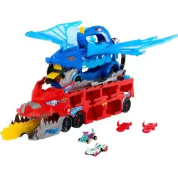 VM Kids : Hot Wheels Transporteur Dragons City 2 en 1 avec 2 Voitures et Dragon, JKJ79