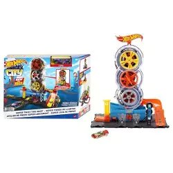 VM Kids : Hot Wheels City Boutique de Pneus avec 1 Voiture, Ascenseur et Pompe à Essence, HDP02