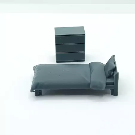 Espace Chambre – Lit 1 place et commode – Diorama 3D Creative – Échelle 1/43