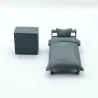 Espace Chambre – Lit 1 place et commode – Diorama 3D Creative – Échelle 1/43