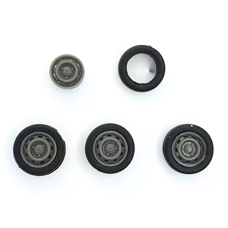 4 roues avec jantes tôlées - Résine - 1:43