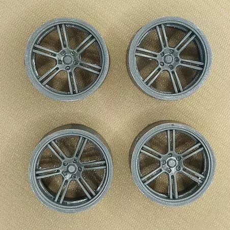 4 jantes 6 branches Ø 30 mm - Résine - 1:18