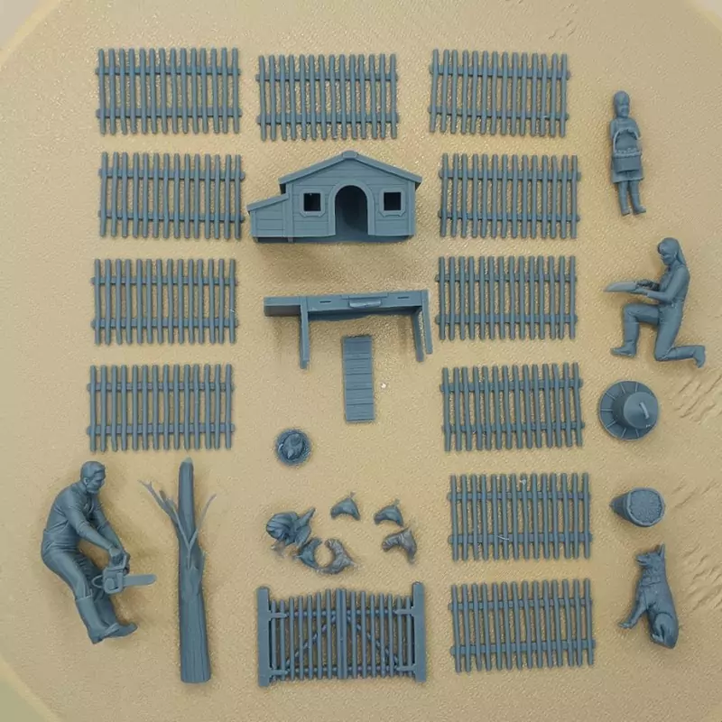 Diorama : Famille au poulailler - 27 pièces - 3D Creative - 1:43