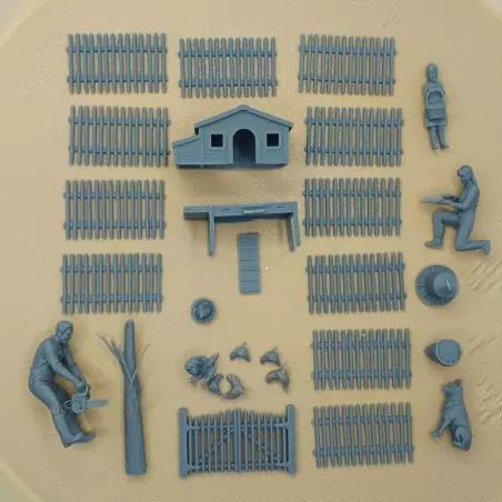 Diorama : Famille au poulailler - 27 pièces - 3D Creative - 1:43