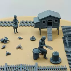 Diorama : Famille au poulailler - 27 pièces - 3D Creative - 1:43