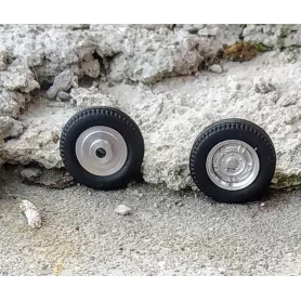 4 roues complètes - Ø15.30 mm - Ech. 1:43 - Alu et white metal