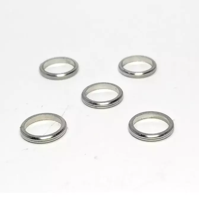 5 Bagues "Forme" - Laiton Nickelé - Ø 6.70 Mm X 1 Mm - CPC Production