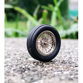 4 roues complètes à rayons Ø 14.60 mm - Laiton chromé - Ech 1:43
