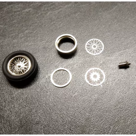 4 roues complètes à rayons Ø 14.60 mm - Laiton chromé - Ech 1:43