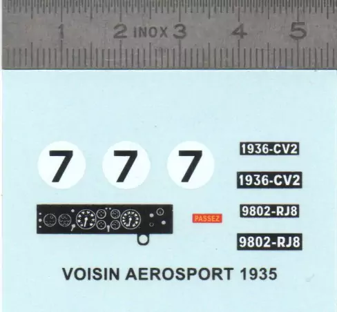 Décalcomanie - VOISIN AÉROSPORT 1935 n°7 - Ech 1:43