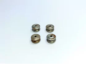 En l'état : 4 jantes convexes en acier brut - ø 9.50 mm - DINKY TOY...