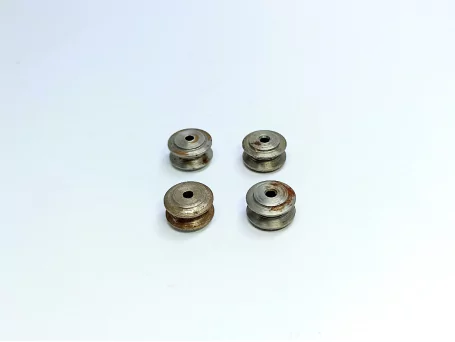 En l'état : 4 jantes convexes en acier brut - ø 9.50 mm - DINKY TOY...