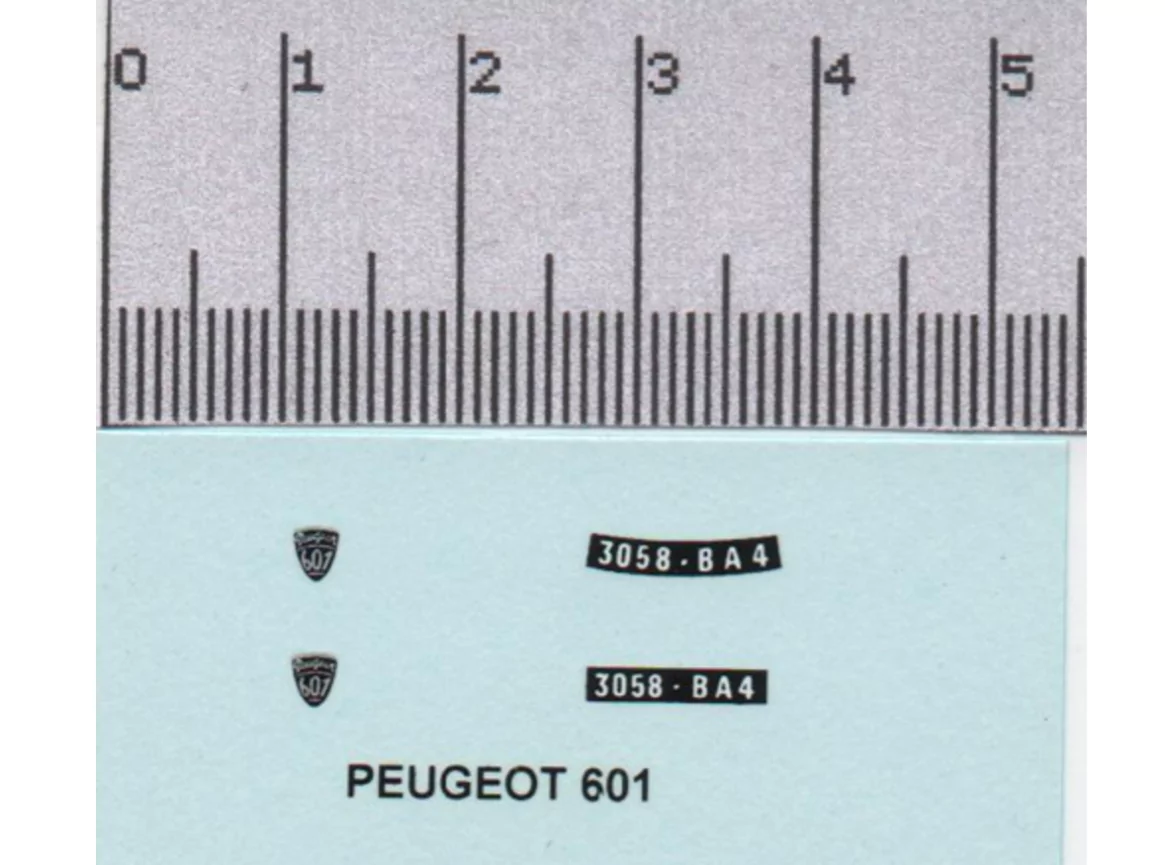 Décalcomanie : PEUGEOT 601 - 1:43