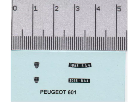 Décalcomanie : PEUGEOT 601 - 1:43
