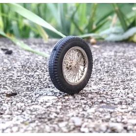 4 roues complètes à rayons Ø 18 mm - Laiton chromé - Ech 1:43