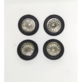 4 roues complètes à rayons Ø 18 mm - Laiton chromé - Ech 1:43