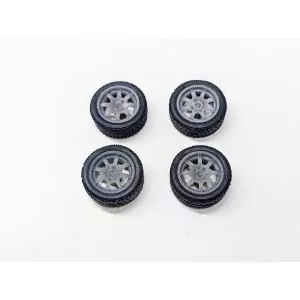 4 roues avec jantes 8 branches ø15.20mm - Résine - 1:43